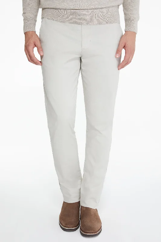 Comfort Fit Regular Fit Side Pocket Light Gray Cotton Casual Pants