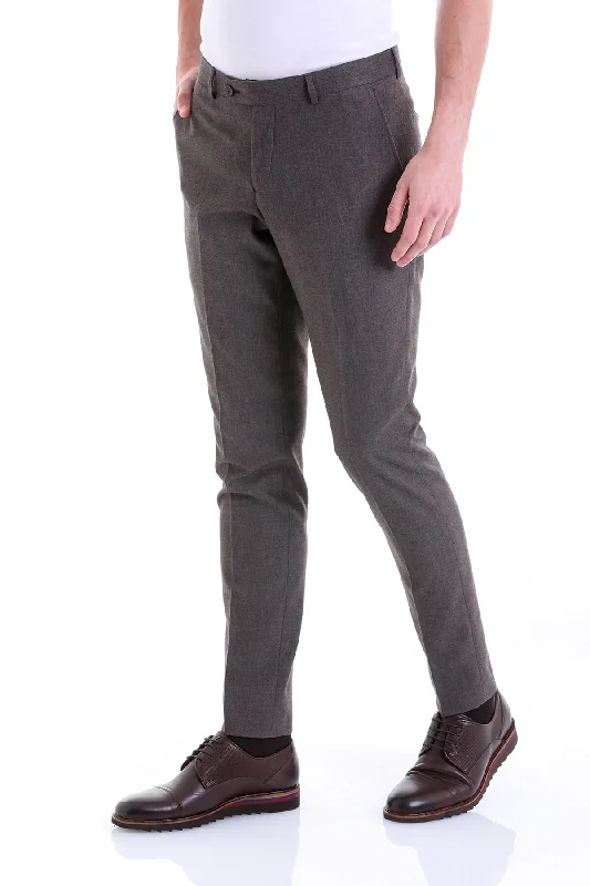 Simple Elegance Regular Fit Side Pocket Low Waist Brown Dress Pants