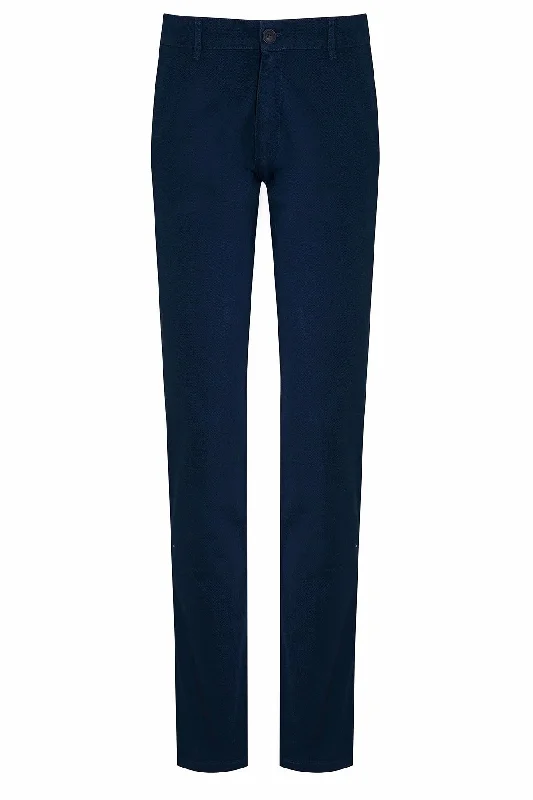 Goddess Outfit Regular Fit Side Pocket Low Waist Navy Cotton Casual Pants