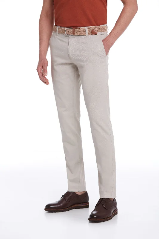 Sports Series Regular Fit Side Pocket Low Waist Unpleated Cotton Khaki Casual Pants, Stone