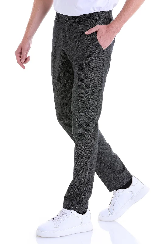 Chic Comfort Regular Fit Side Pocket Textured Black Dress Pants
