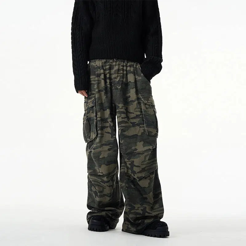 Comfortable Chic Retro Loose Camouflage Wide-leg Pants