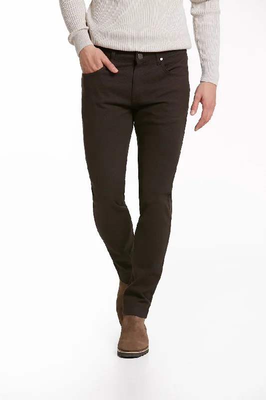 French Style Slim Fit 5 Pocket Brown Cotton Casual Pants