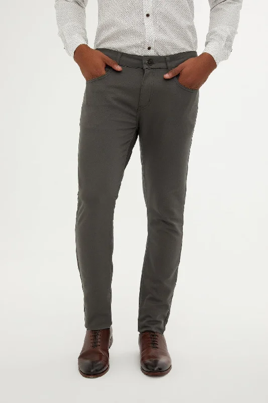 Exquisite Design Slim Fit 5 Pocket Khaki Forest Night Cotton Casual Pants