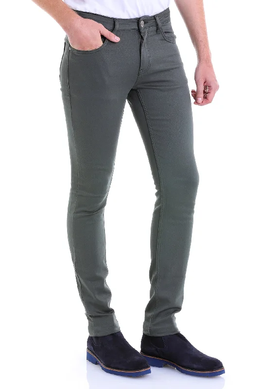 Celebrity Style Slim Fit 5 Pocket Low Waist Khaki Forest Night Casual Pants