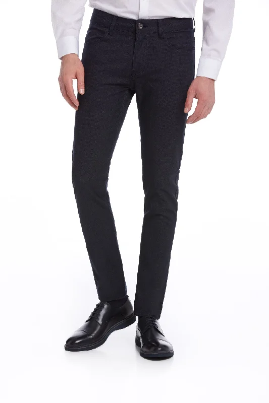 Celebrity Must-have Slim Fit 5 Pocket Low Waist Navy Casual Pants