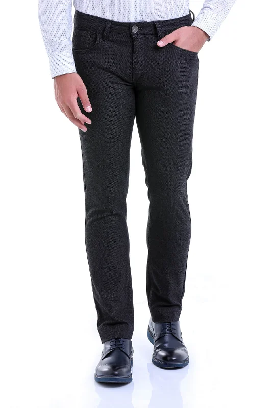 Cozy Chic Trends Slim Fit 5 Pocket Low Waist Unpleated Cotton Black Casual Pants, Black D.