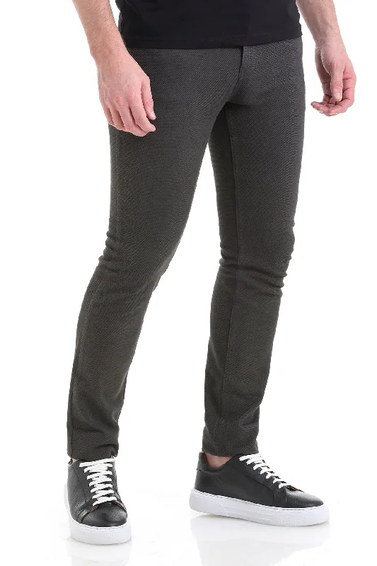 Fashion Pioneer Slim Fit 5 Pocket Low Waist /  Unpleated Cotton Casual Pants, Gray D.