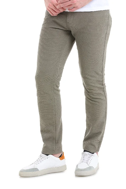 Fashion Must-have Slim Fit 5 Pocket Low Waist /  Unpleated Cotton Casual Pants, Khaki D.