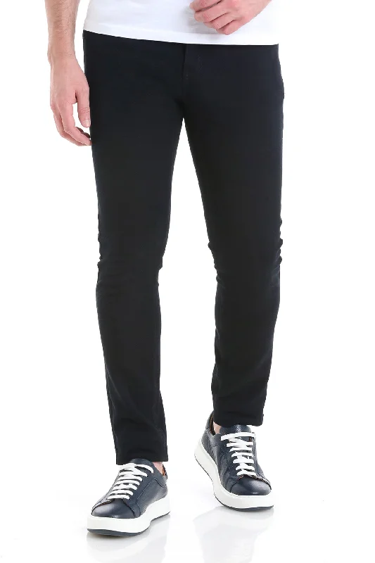 Elegant Series Slim Fit 5 Pocket Low Waist /  Unpleated Cotton Casual Pants, Navy D.