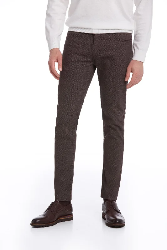 Unique Prints Slim Fit 5 PocketGray Cotton Casual Pants