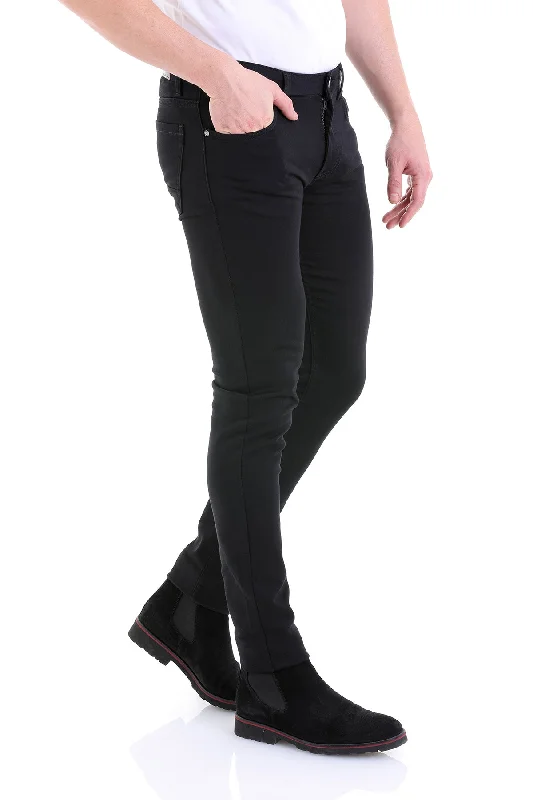 Spring Fashion Slim Fit Black Cotton 5 Pocket Low Waist Casual Pants