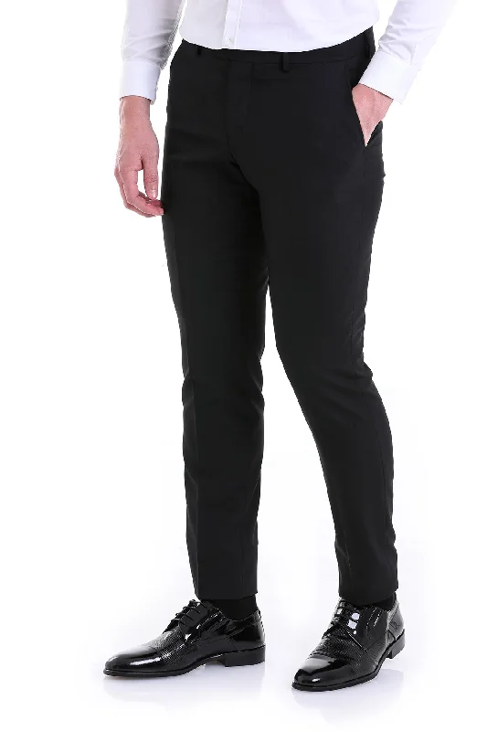 Preview New Products Slim Fit Black Side Pocket Low Waist Wool Dress Pants