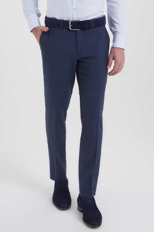 Light Layers Slim Fit Blue Side Pocket Low Waist Wool Dress Pants