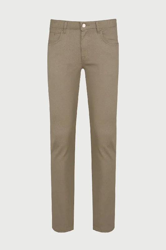 Chic Relaxation Slim Fit Cotton 5 Pocket Low Waist Khaki Casual Pants