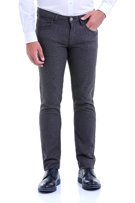 Trendy Layers Slim Fit Gray Low Waist Cotton Casual Pants
