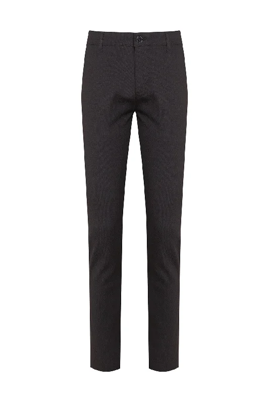 Artistic Temperament Slim Fit Gray Side Pocket Low Waist Cotton Casual Pants