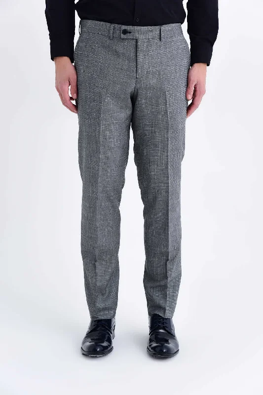 Fresh And Elegant Slim Fit Gray Textured Low Waist Dress Pants