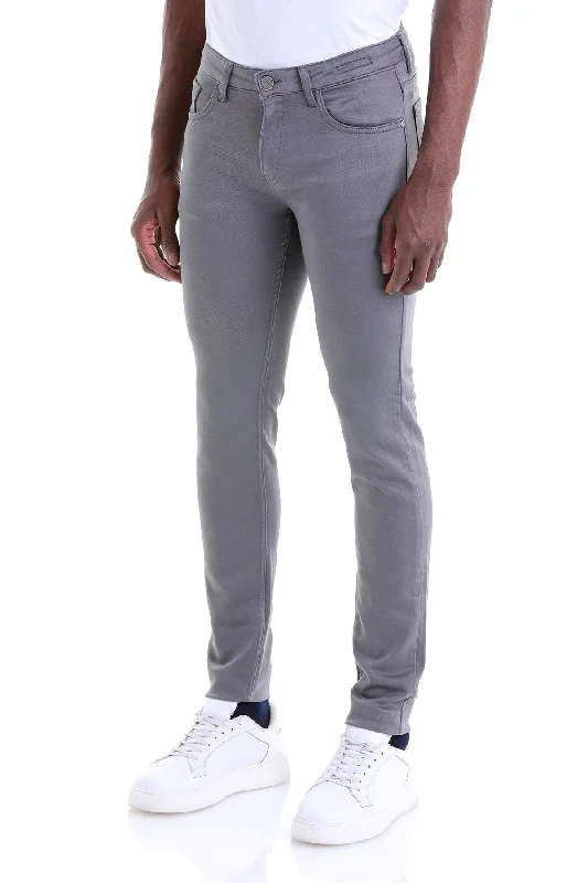 Street Cool Slim Fit Low Waist Gray Cotton Casual Pants