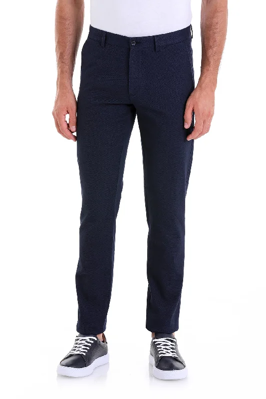 Versatile Comfort Wear Slim Fit Navy Side Pocket High Waist Cotton Casual Pants