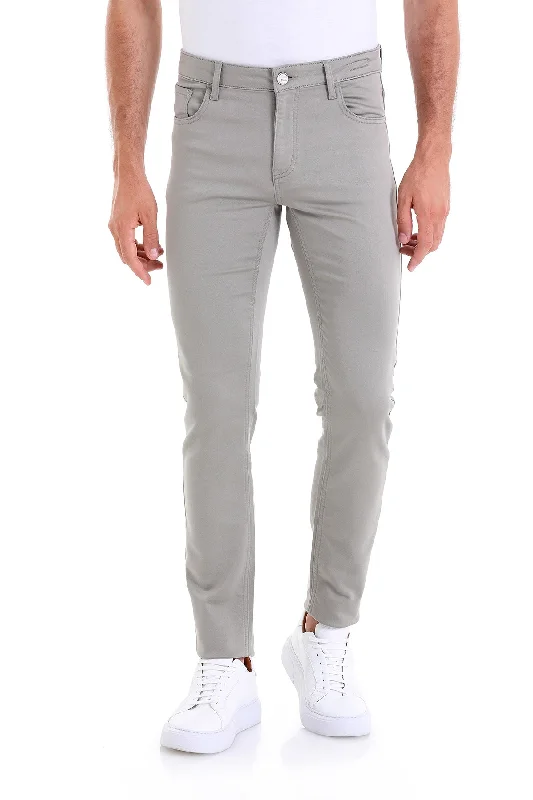 Knitted Design Slim Fit Rock-Toned 5 Pocket Low Waist Cotton Casual Pants