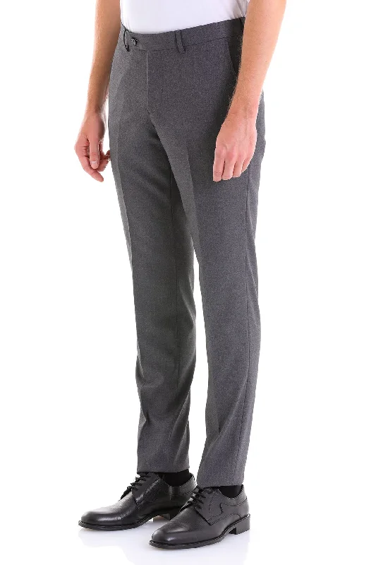 Urban Style Slim Fit Side Pocket Low Waist Unpleated Black Dress Pants, Gray