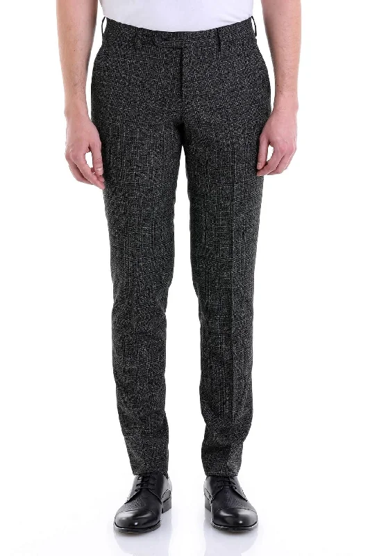 Breathable Design Slim Fit Side Pocket Low Waist Unpleated Navy Dress Pants, Black K.