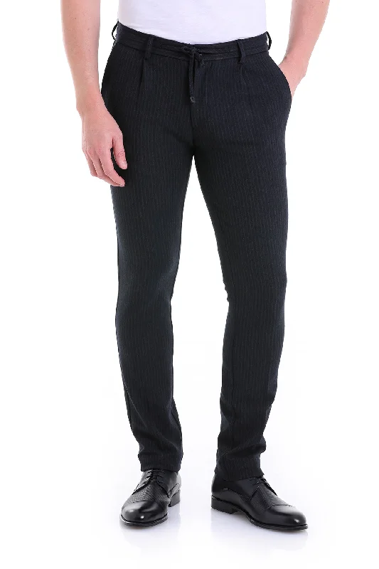 Versatile Outfits Slim Fit Side Pocket Low Waist Unpleated Navy Jogger, Navy C.