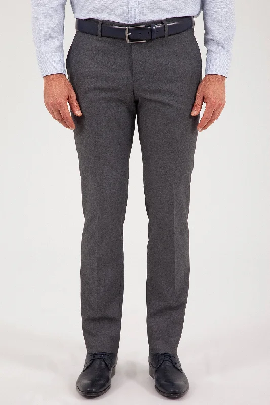 Personalized Design Slim Fit Side Pocket Low Waist Unpleated Wool Gray Dress Pants, Gray