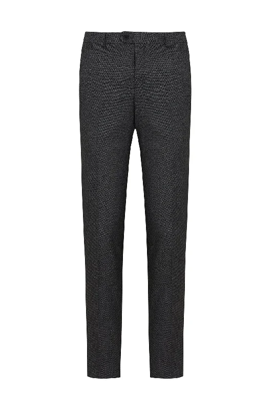 Personalized Wear Slim Fit Textured Gray Side Pocket Low Waist Dress Pants