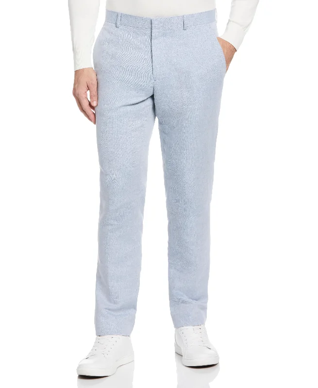Breezy Style Slim Fit Linen Blend Twill Flat Front Suit Pant