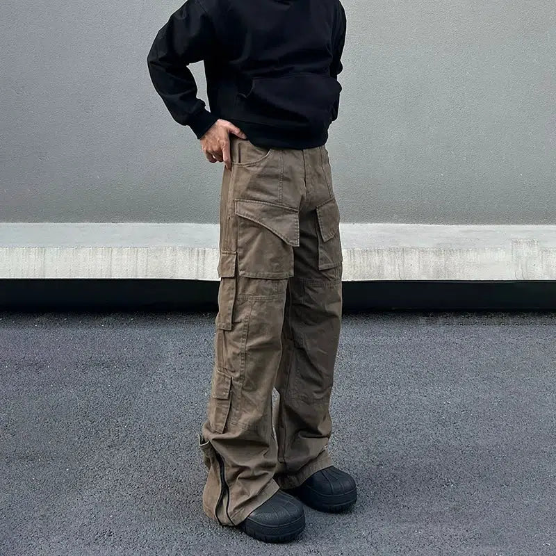 British Style Straight-leg Cargo Pants