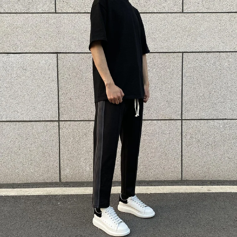 Modern Chic Striped Elastic Drawstring Pants