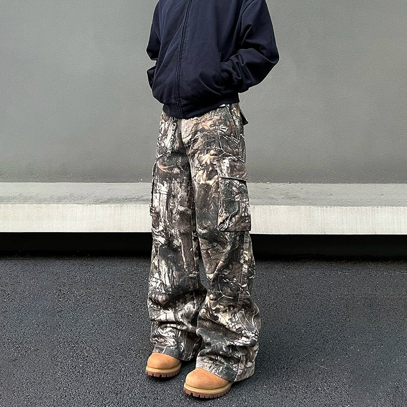 Fashionable Items Wide Leg Camouflage Cargo Pants
