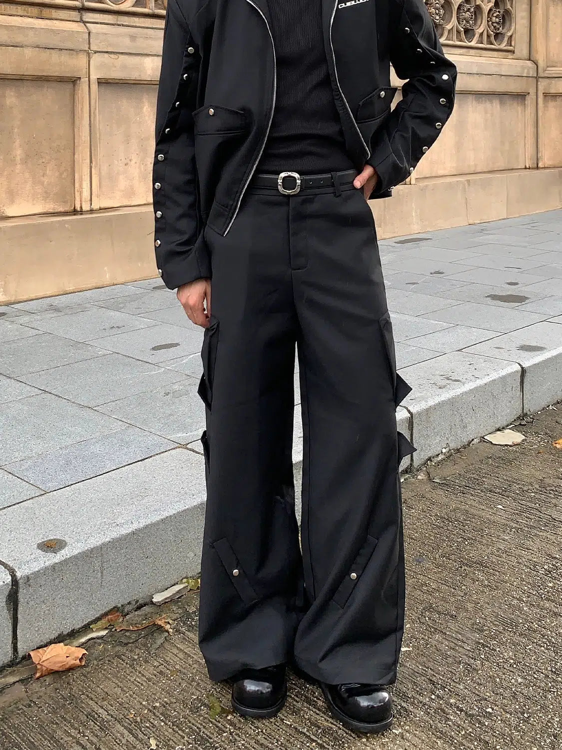Elegant Dressing Wide-Leg Pockets Cargo Pants