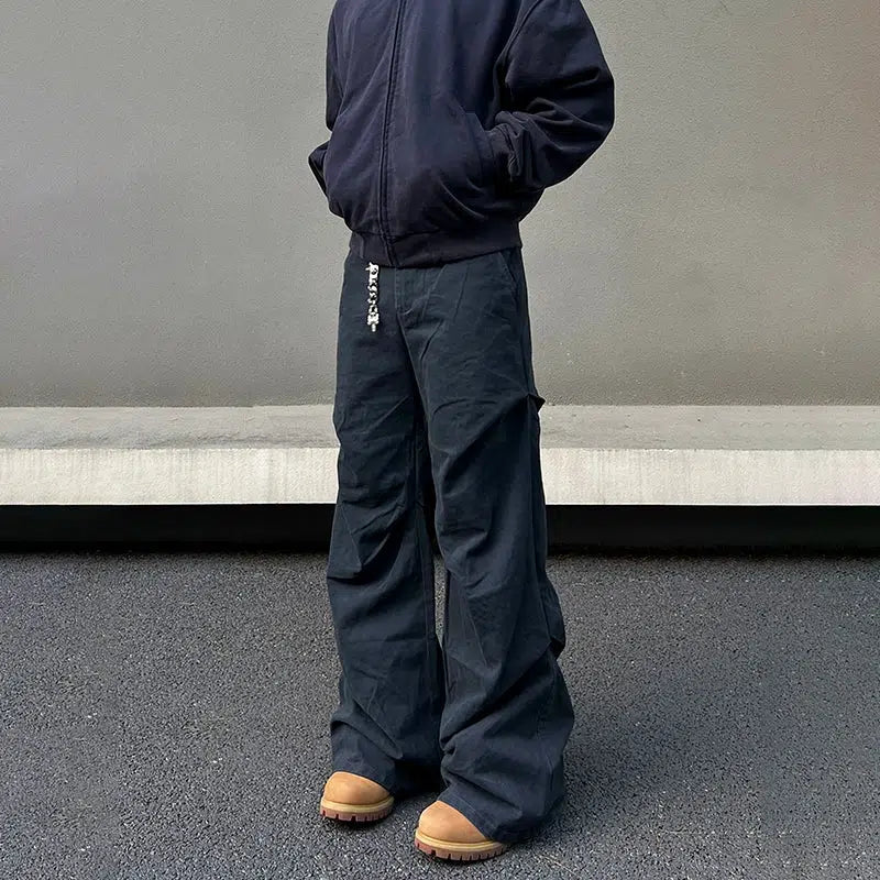 Avant-garde Design Wide-Leg Casual Cargo Pants