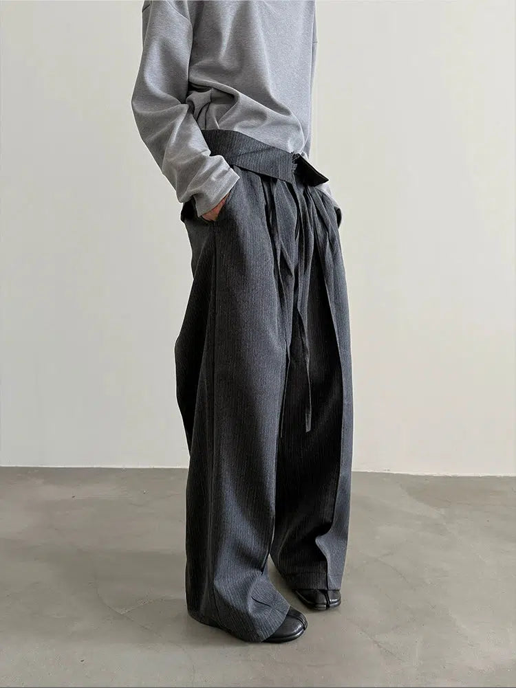 British Style Wide-Leg High-Waist Pants