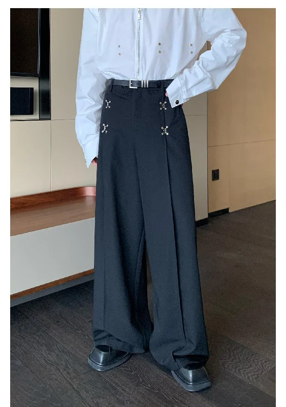 Leisure Sports Wide Leg Mopping Pleated Pants