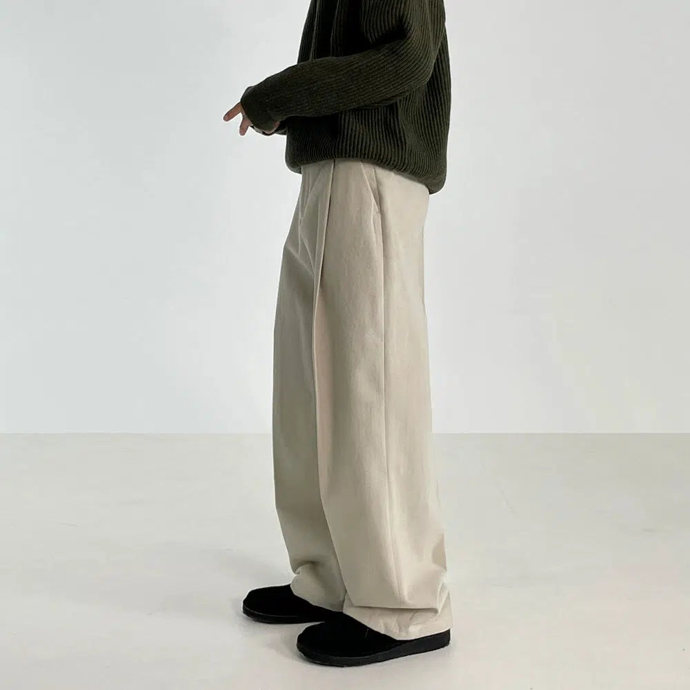 Cozy Chic Wear Wide-leg Straight Pleated Pants