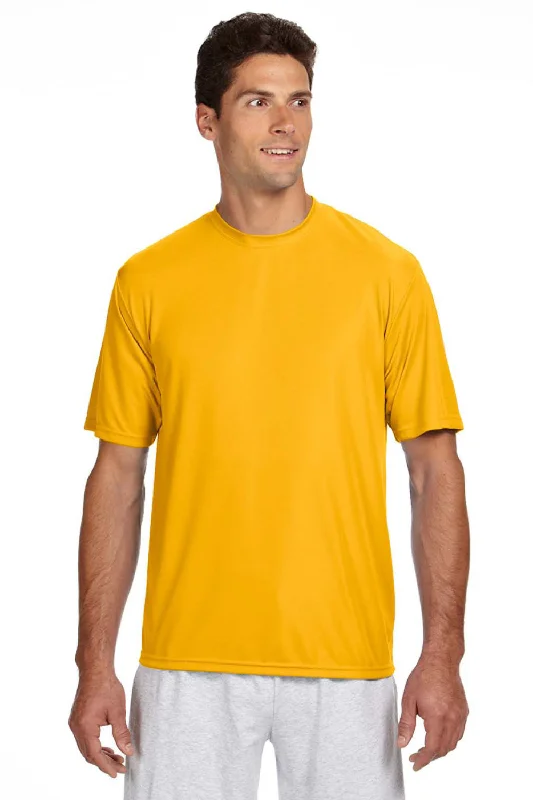 Body Design A4 Mens Performance Moisture Wicking Short Sleeve Crewneck T-Shirt - Gold