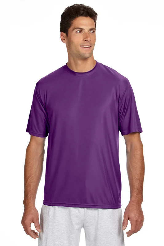 Slightly Flared Design A4 Mens Performance Moisture Wicking Short Sleeve Crewneck T-Shirt - Purple