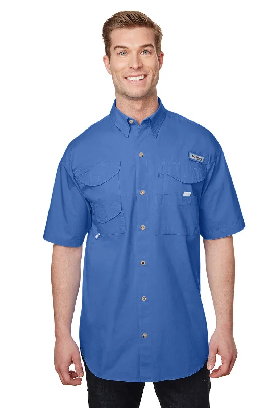 Daily Comfort Columbia Mens Bonehead Short Sleeve Button Down Shirt w/ Double Pockets - Vivid Blue