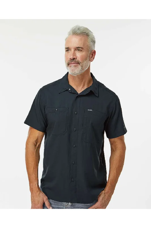 Street Fashion Columbia Mens Silver Ridge Utility Lite Moisture Wicking Short Sleeve Button Down Shirt w/ Double Pockets - Black