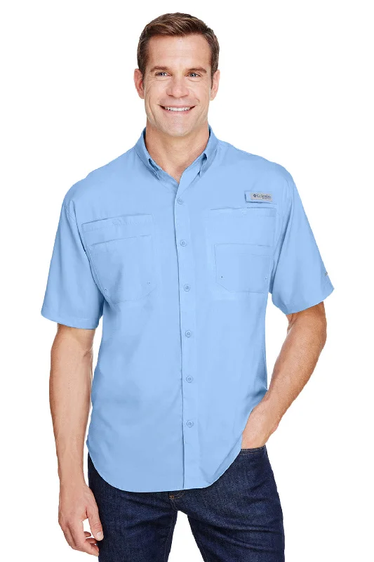 Must-have For Fashion Columbia Mens Tamiami II Moisture Wicking Short Sleeve Button Down Shirt w/ Double Pockets - Sail Blue