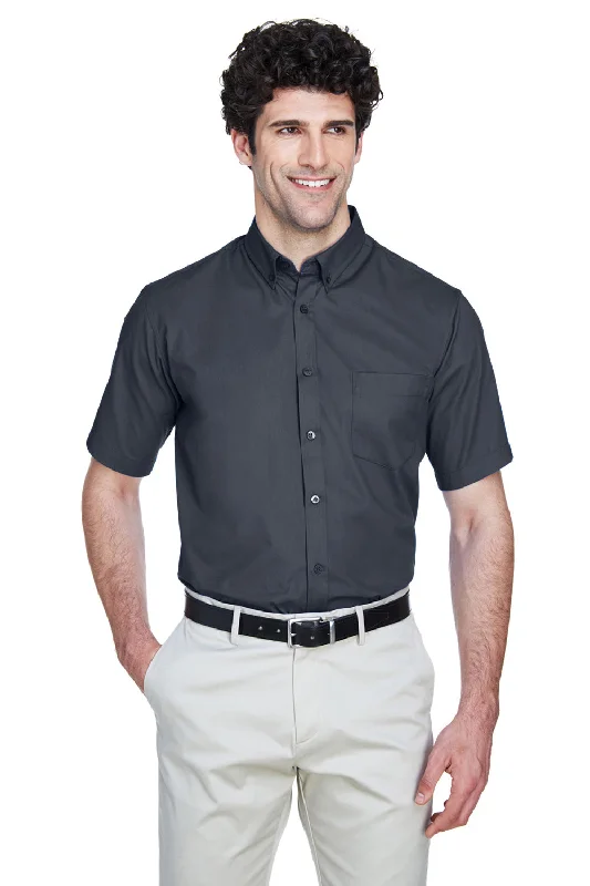 Floral Prints Core 365 Mens Optimum UV Protection Short Sleeve Button Down Shirt w/ Pocket - Carbon Grey