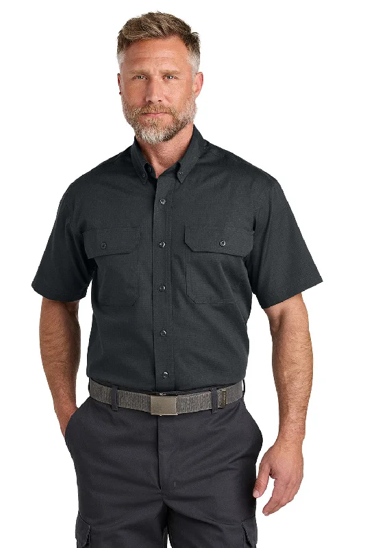 Cool Style CornerStone Mens Select Ripstop Stain Resistant Short Sleeve Button Down Shirt w/ Pockets - Echo Steel Grey - New