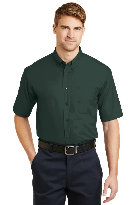 Comfortable And Cold-proof CornerStone Mens SuperPro Stain Resistant Short Sleeve Button Down Shirt w/ Pocket - Dark Green - Closeout