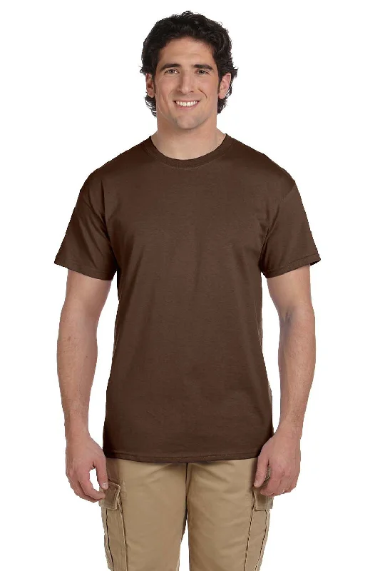 Chic Relaxation Fruit Of The Loom Mens HD Jersey Short Sleeve Crewneck T-Shirt - Chocolate Brown - Closeout