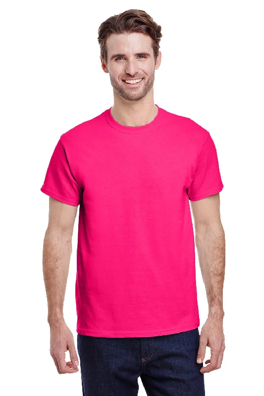 Stylish Casuals Gildan Mens Short Sleeve Crewneck T-Shirt - Heliconia Pink