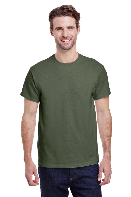 Elegant And Noble Gildan Mens Short Sleeve Crewneck T-Shirt - Military Green